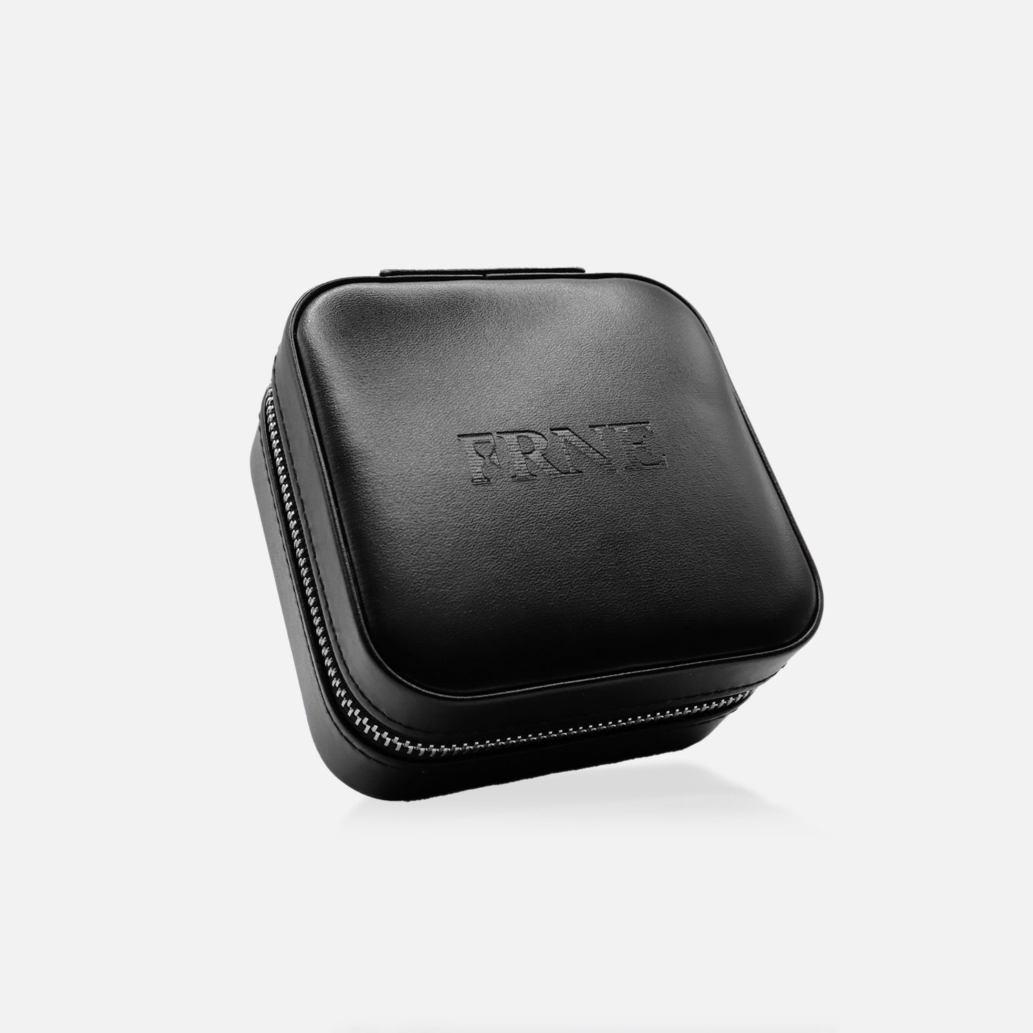 Black travel case with 'FRNE' branding on a white background
